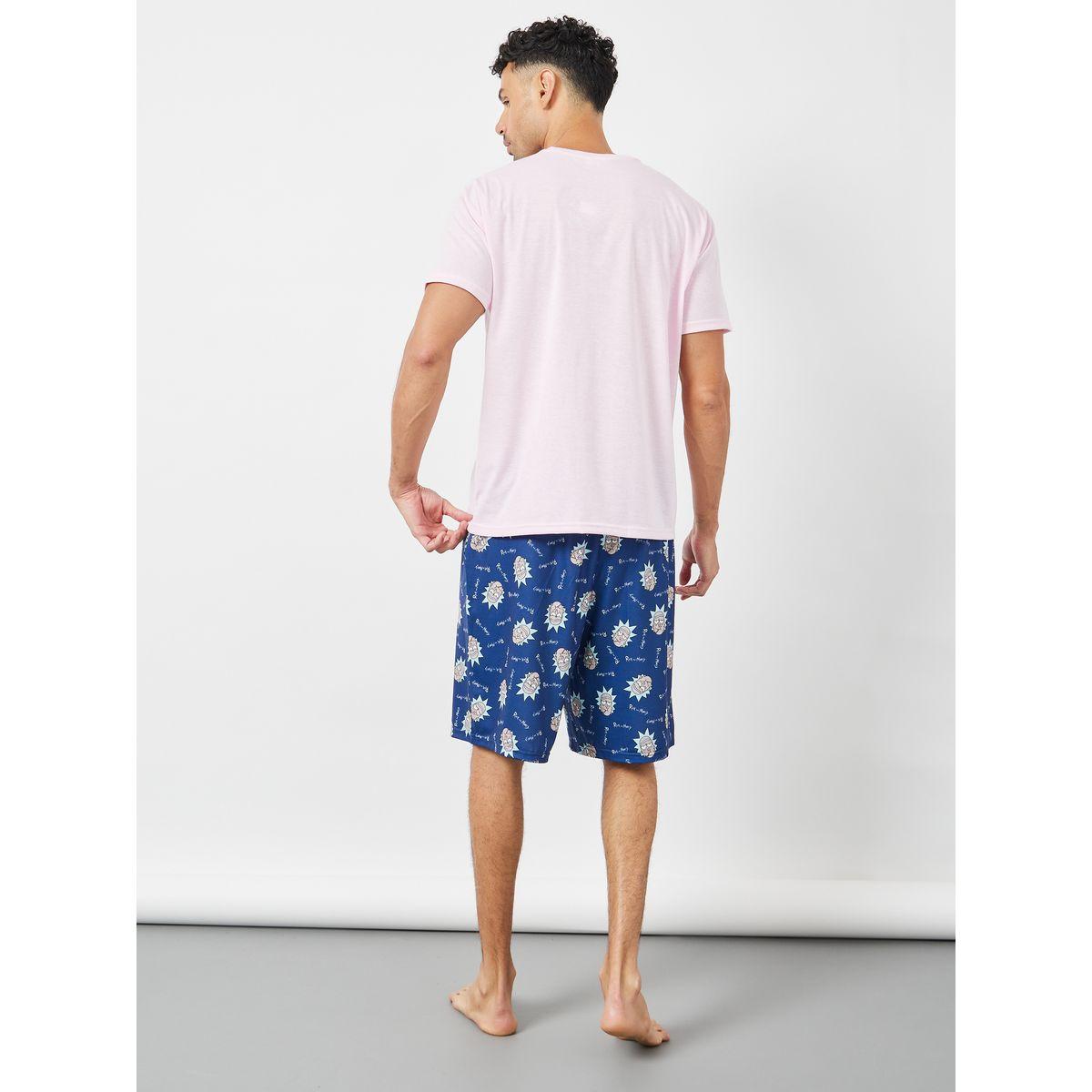Styli Unwind Rick & Morty Graphic Print T-Shirt & Printed Shorts Set-men-clothing-nightwear-sets-image-5
