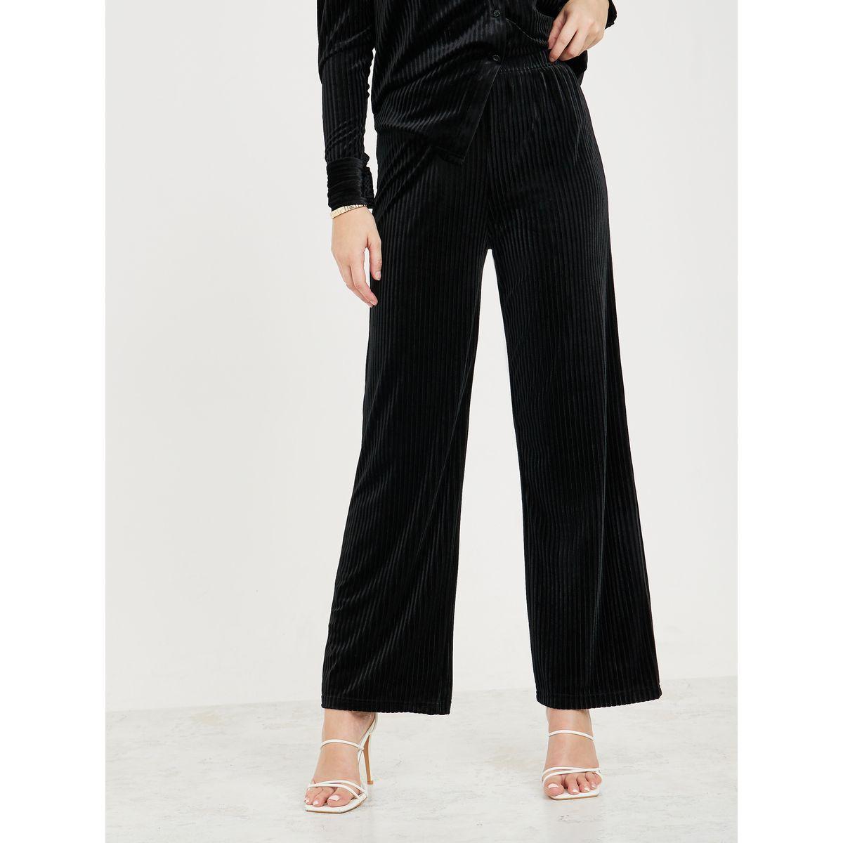 Styli Textured Velour Shirt & Straight Leg Pants Co-Ords-women-clothing-coordsets-image-6