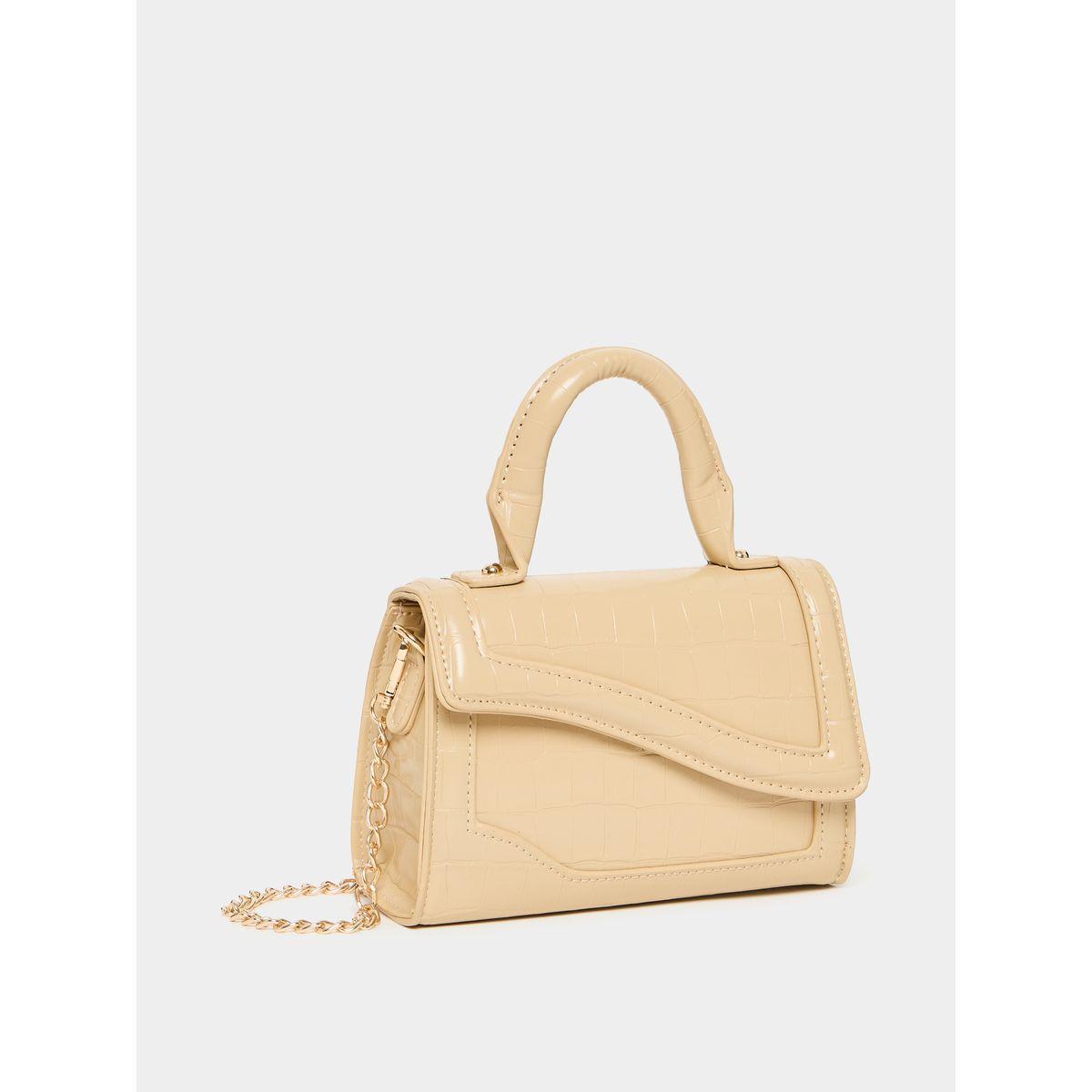 Styli Curved Flap Textured Handbag with Chain Strap-women-bagsandwallets-handbags-image-1