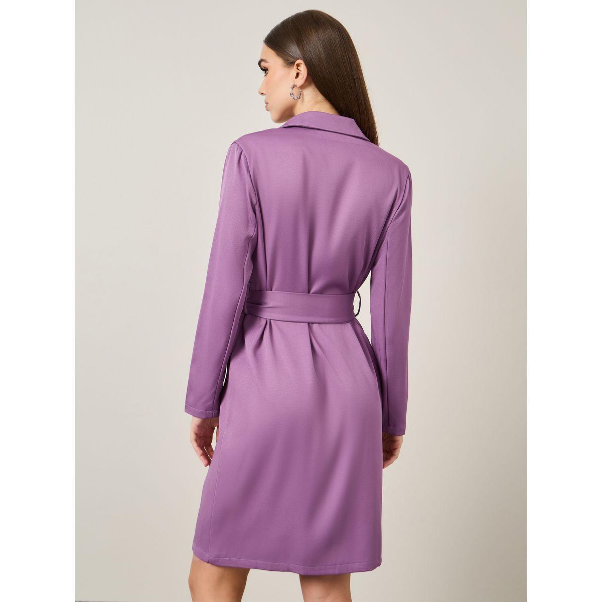 فستان قصير بصفين أزرار ورباط-women-clothing-dresses-image-4