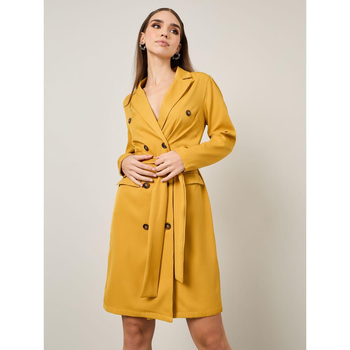 فستان قصير بصفين أزرار ورباط-women-clothing-dresses-image-1