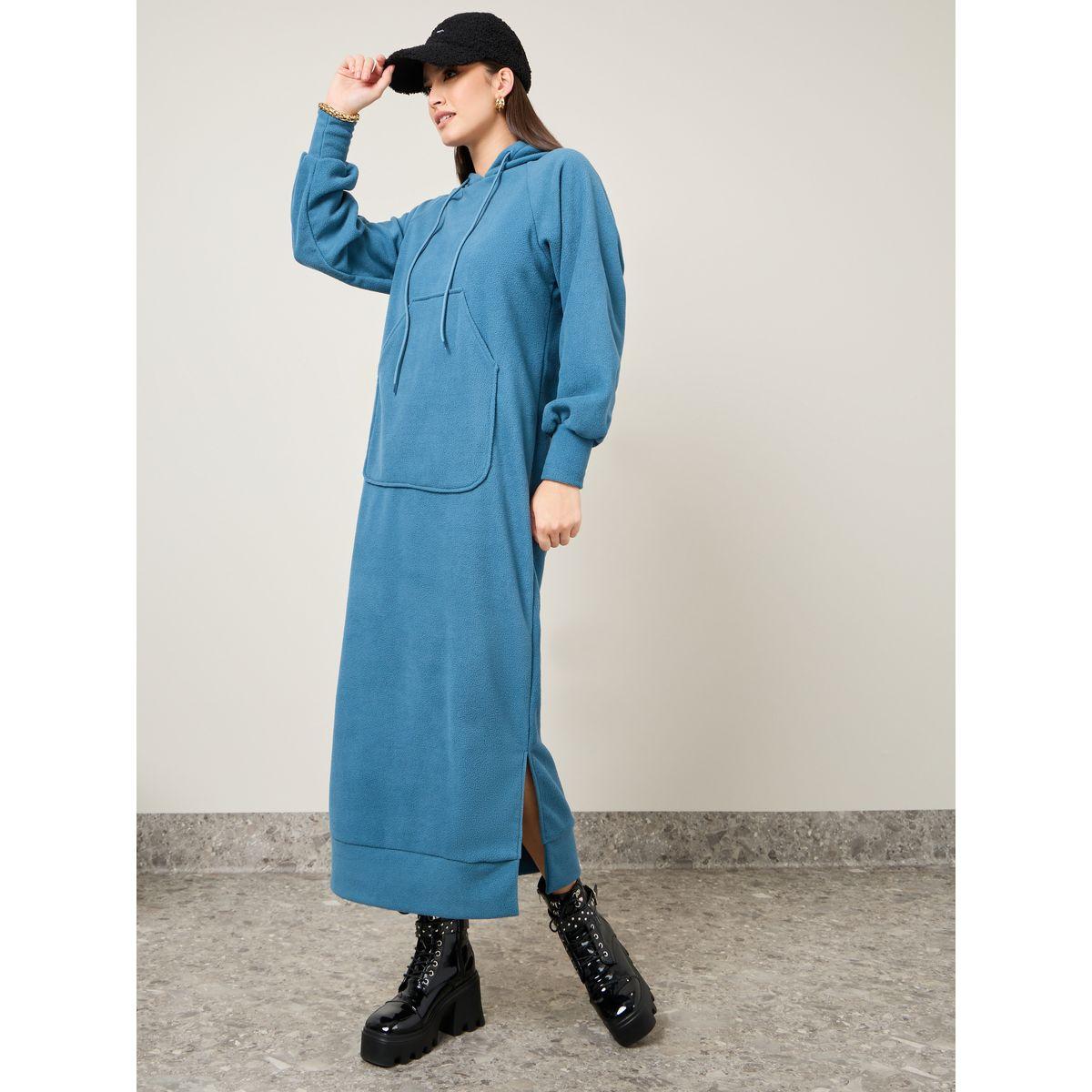 Styli Solid Hooded Sweatshirt Maxi Dress-women-clothing-dresses-image-2