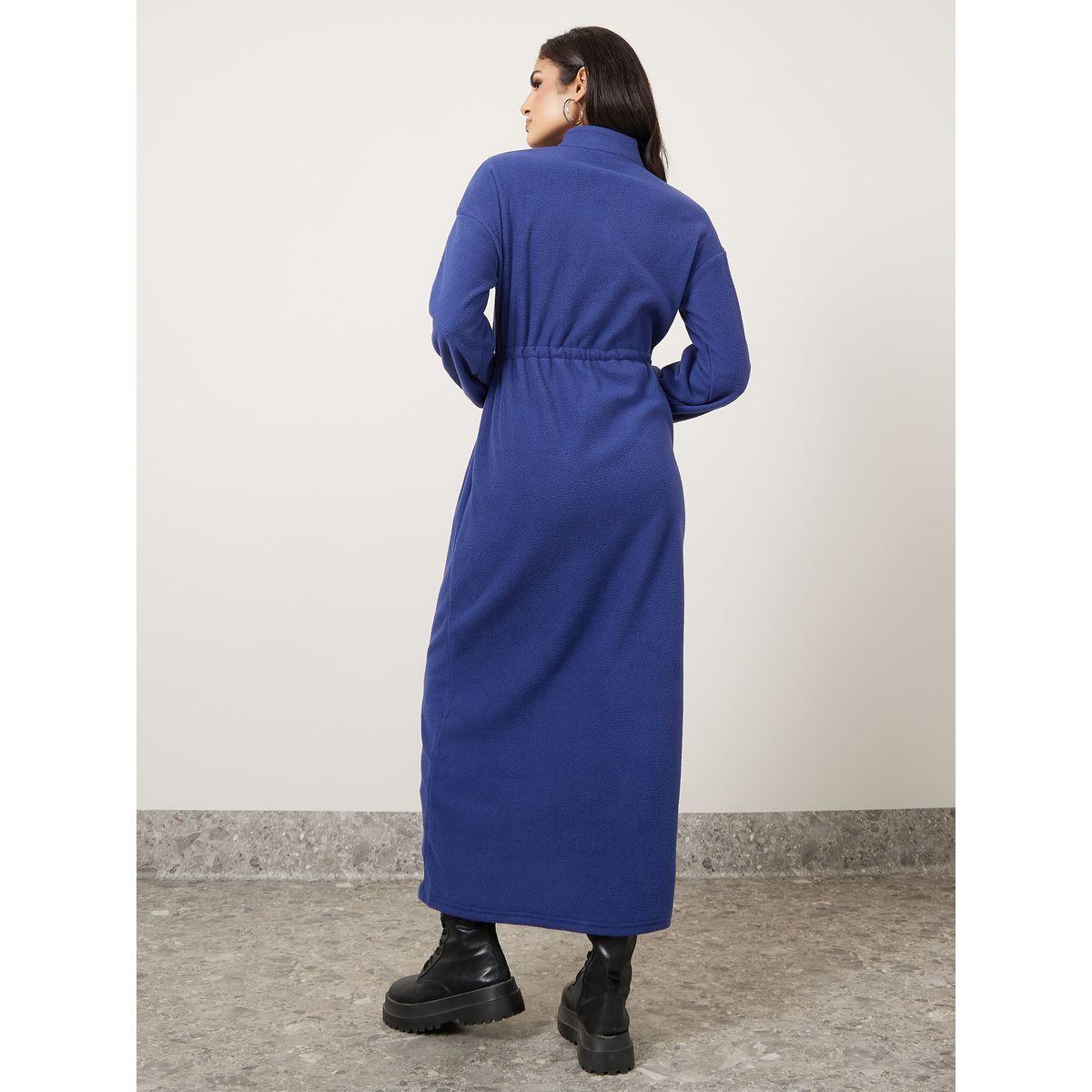 Styli Printed Taping Sleeve Fleece Sweatshirt Maxi Dress-women-clothing-dresses-image-5