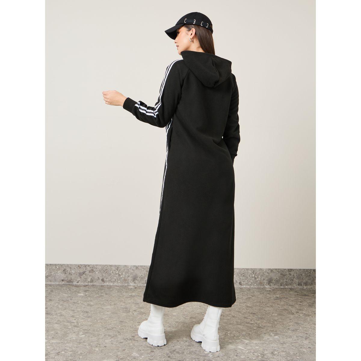 Styli Side Stripe Detail Hooded Sweatshirt Maxi Dress-women-clothing-dresses-image-4