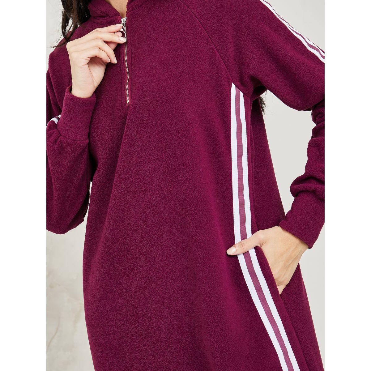 Styli Side Stripe Detail Hooded Sweatshirt Maxi Dress-women-clothing-dresses-image-3