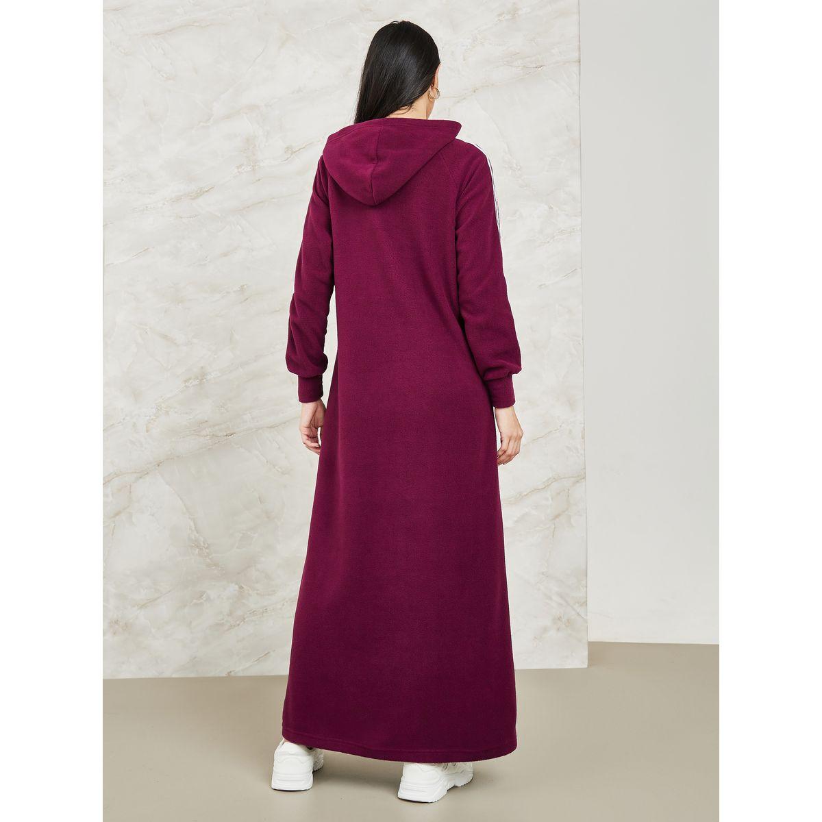 Styli Side Stripe Detail Hooded Sweatshirt Maxi Dress-women-clothing-dresses-image-4