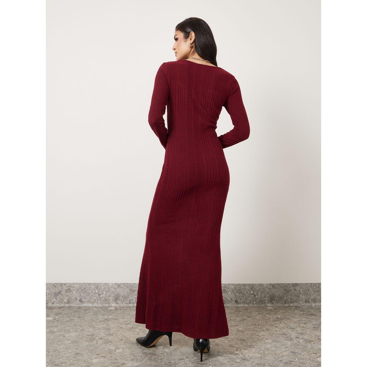 Styli Square Neck Knit Bodycon Maxi Dress-women-clothing-dresses-image-4