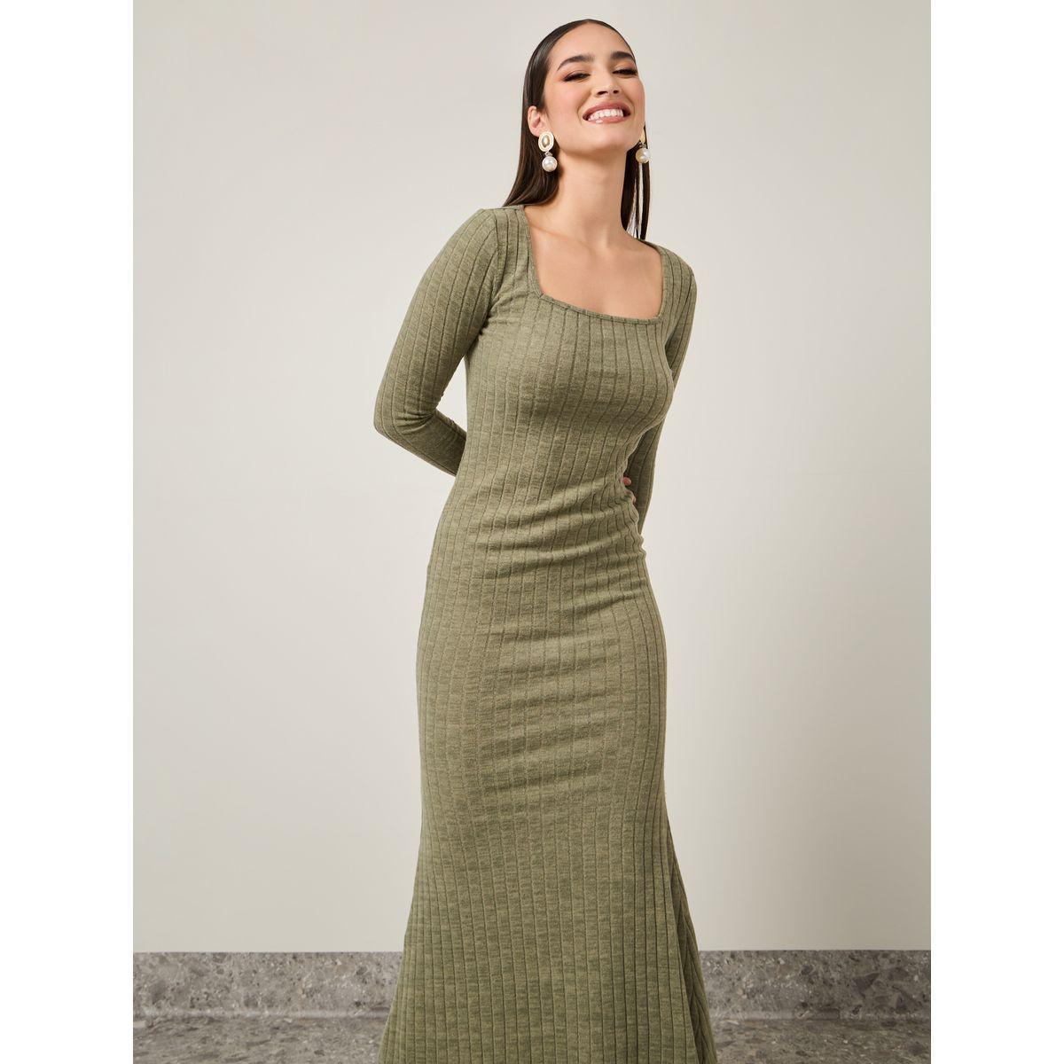 Styli Ribbed Square Neck Bodycon Maxi Dress-women-clothing-dresses-image-2