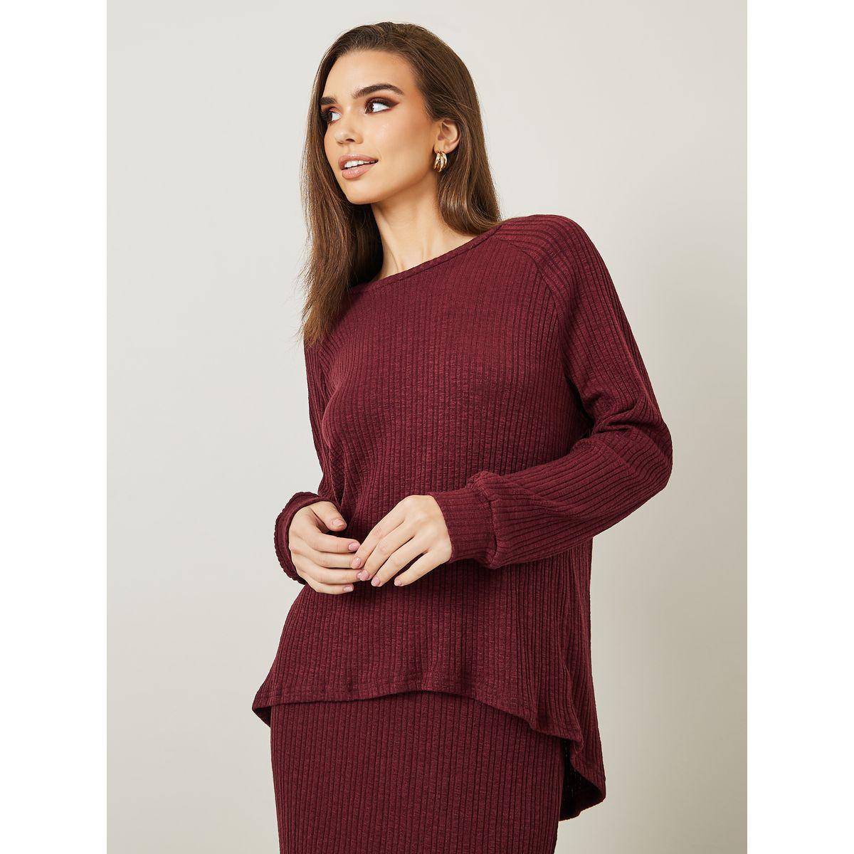 Styli Longline Knitted Top & Maxi Column Skirt Co-Ords Set-women-clothing-coordsets-image-2