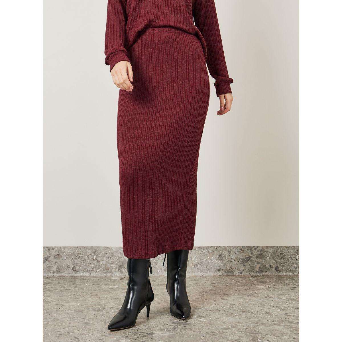 Styli Longline Knitted Top & Maxi Column Skirt Co-Ords Set-women-clothing-coordsets-image-5