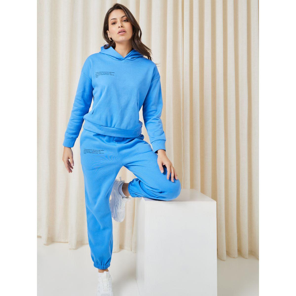 Styli Unwind Paragraph Slogan Kangaroo Pocket Hoodie & Jogger Lounge Set-women-clothing-coordsets-image-1
