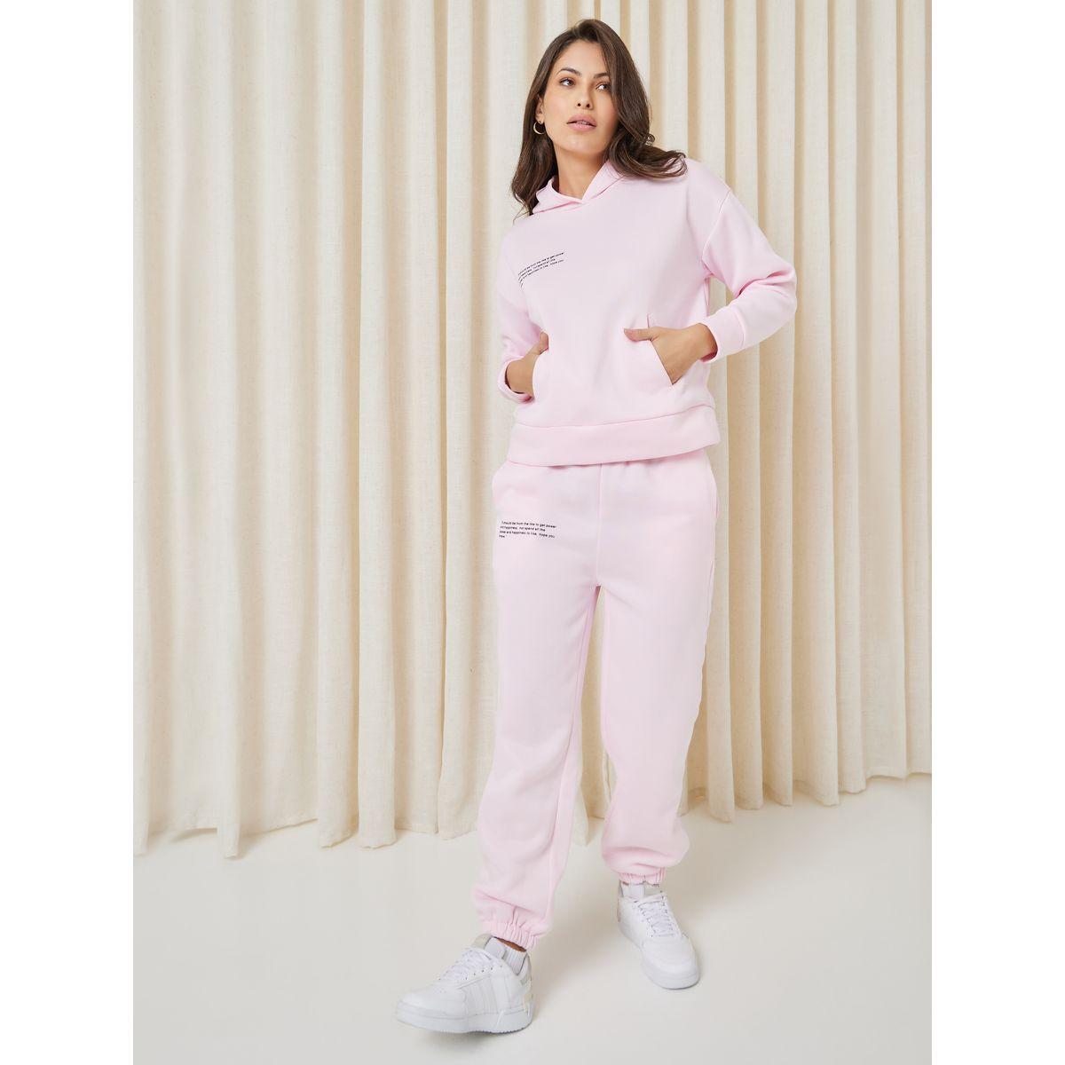 Styli Unwind Paragraph Slogan Kangaroo Pocket Hoodie & Jogger Lounge Set-women-clothing-coordsets-image-2