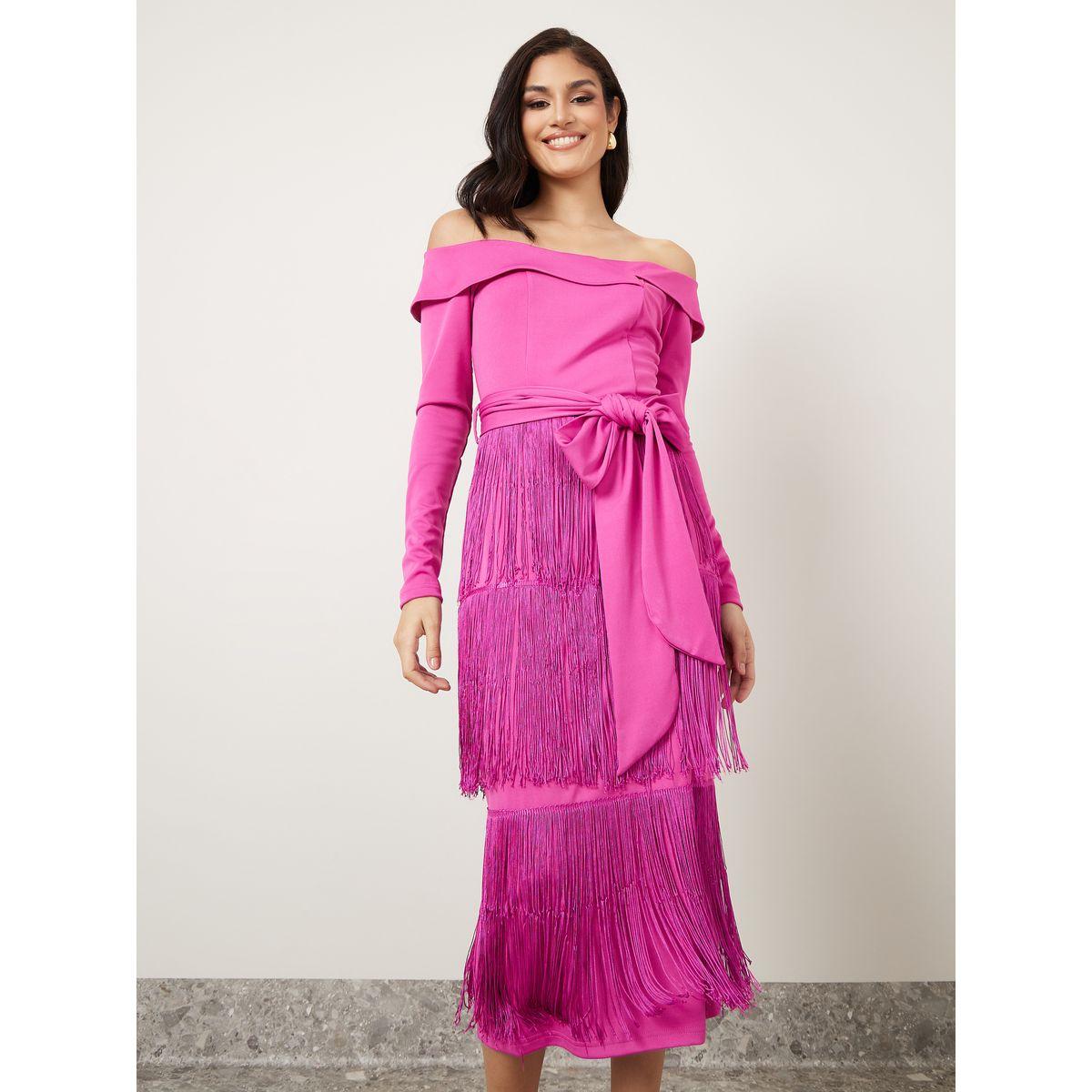 Styli Off Shoulder Fringed Bodycon Midi Dress-women-clothing-dresses-image-2