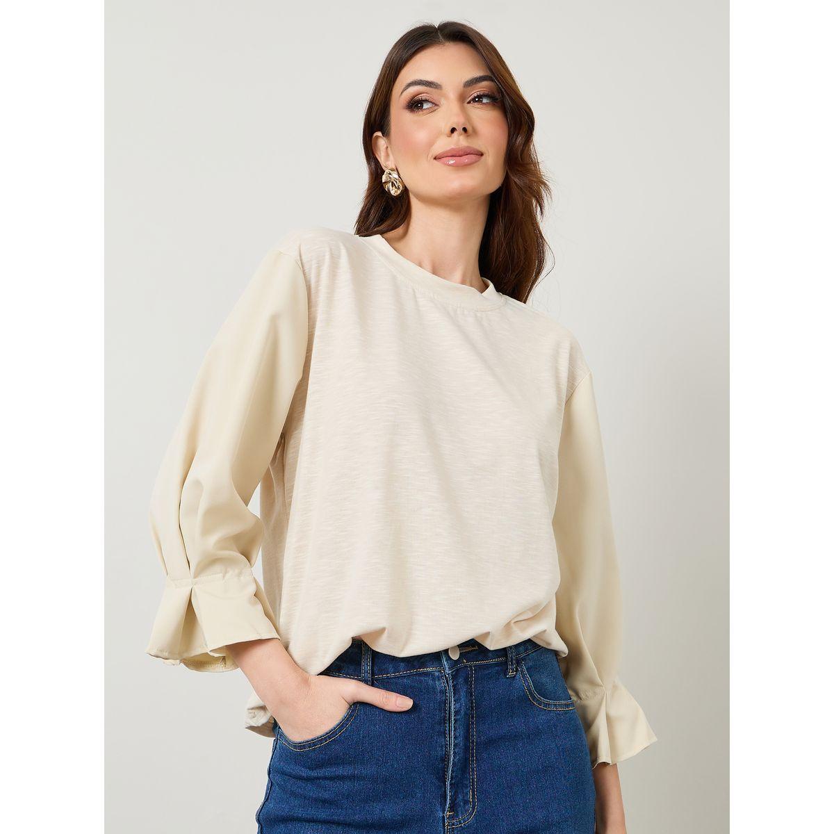 Ruffle trim t shirt on sale