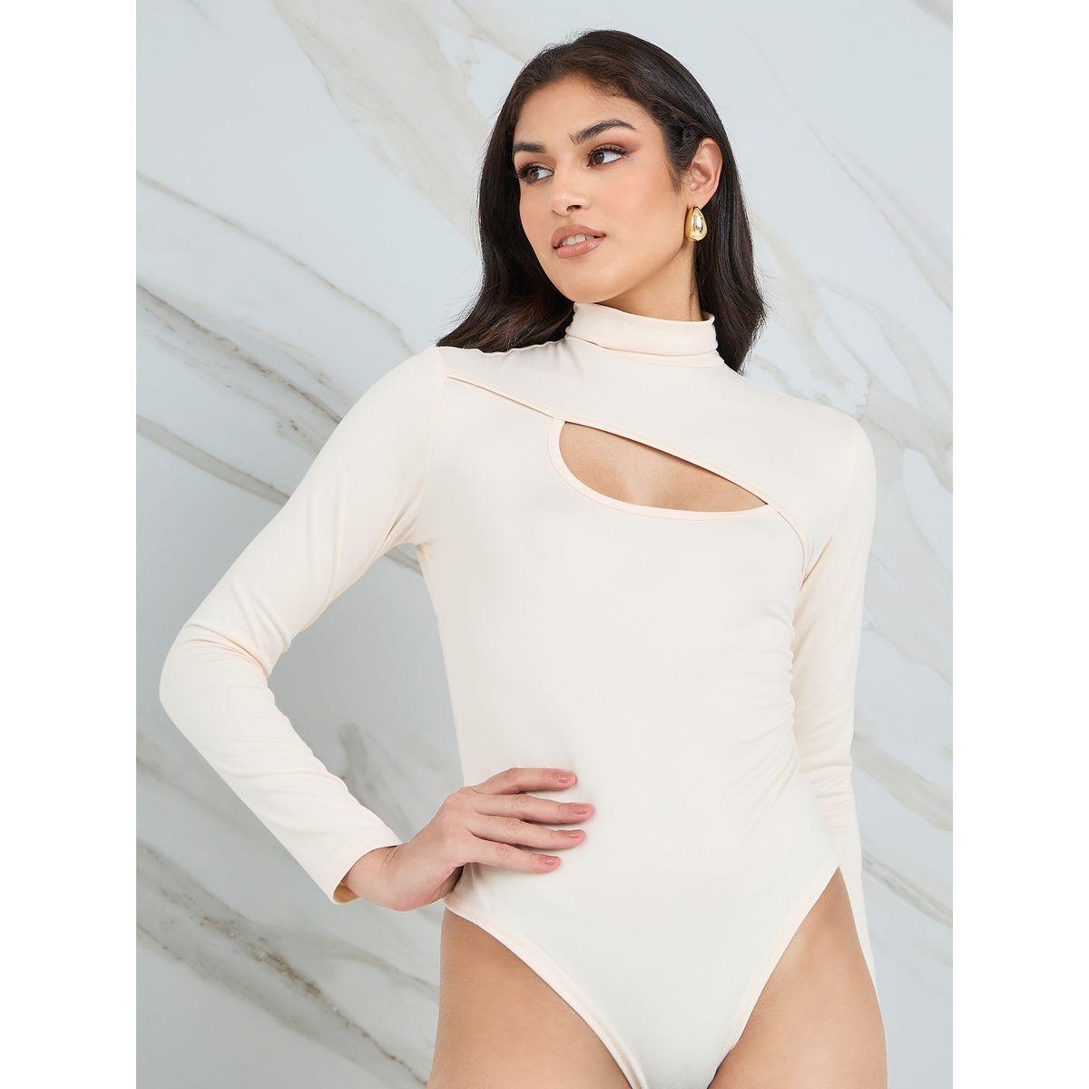 Styli Asymmetric Cut Out Detail Turtle Neck Bodysuit-women-clothing-tshirts-image-1
