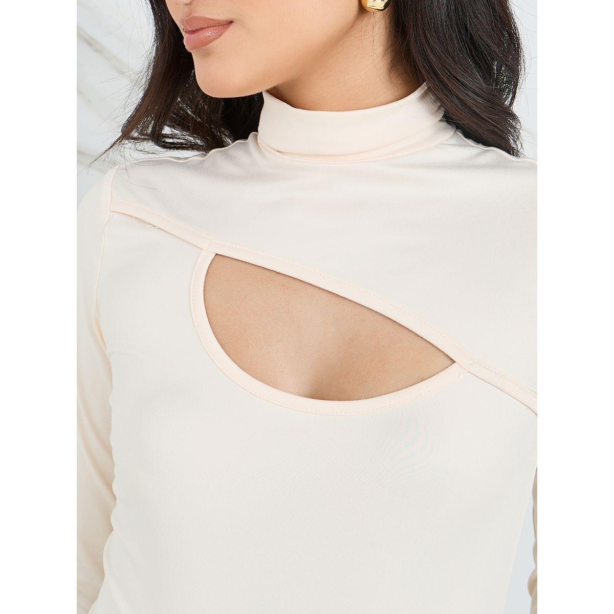 Styli Asymmetric Cut Out Detail Turtle Neck Bodysuit-women-clothing-tshirts-image-4