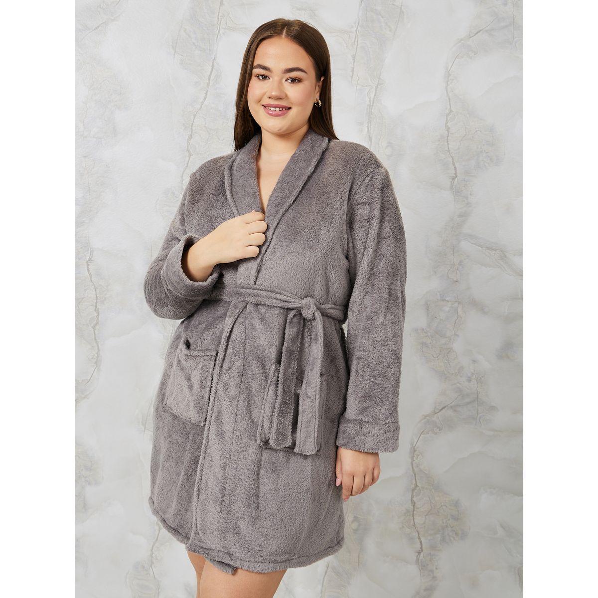 Styli Unwind Plus Smooth Fleece Shawl Collar Pocket Robe-women-clothing-nightwear-robes-image-1