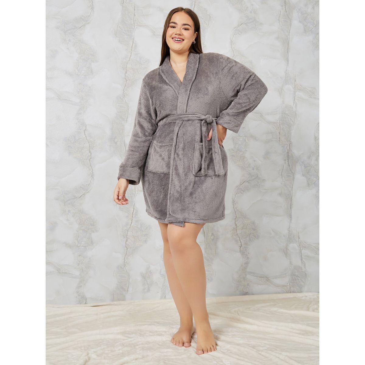 روب فليس بياقة شال مع جيوب-women-clothing-nightwear-robes-image-2