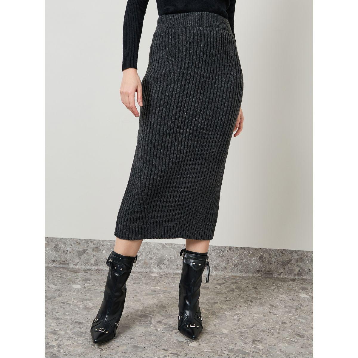 Styli High Rise Flat Knit Ribbed Midi Skirt-women-clothing-bottoms-skirts-image-2