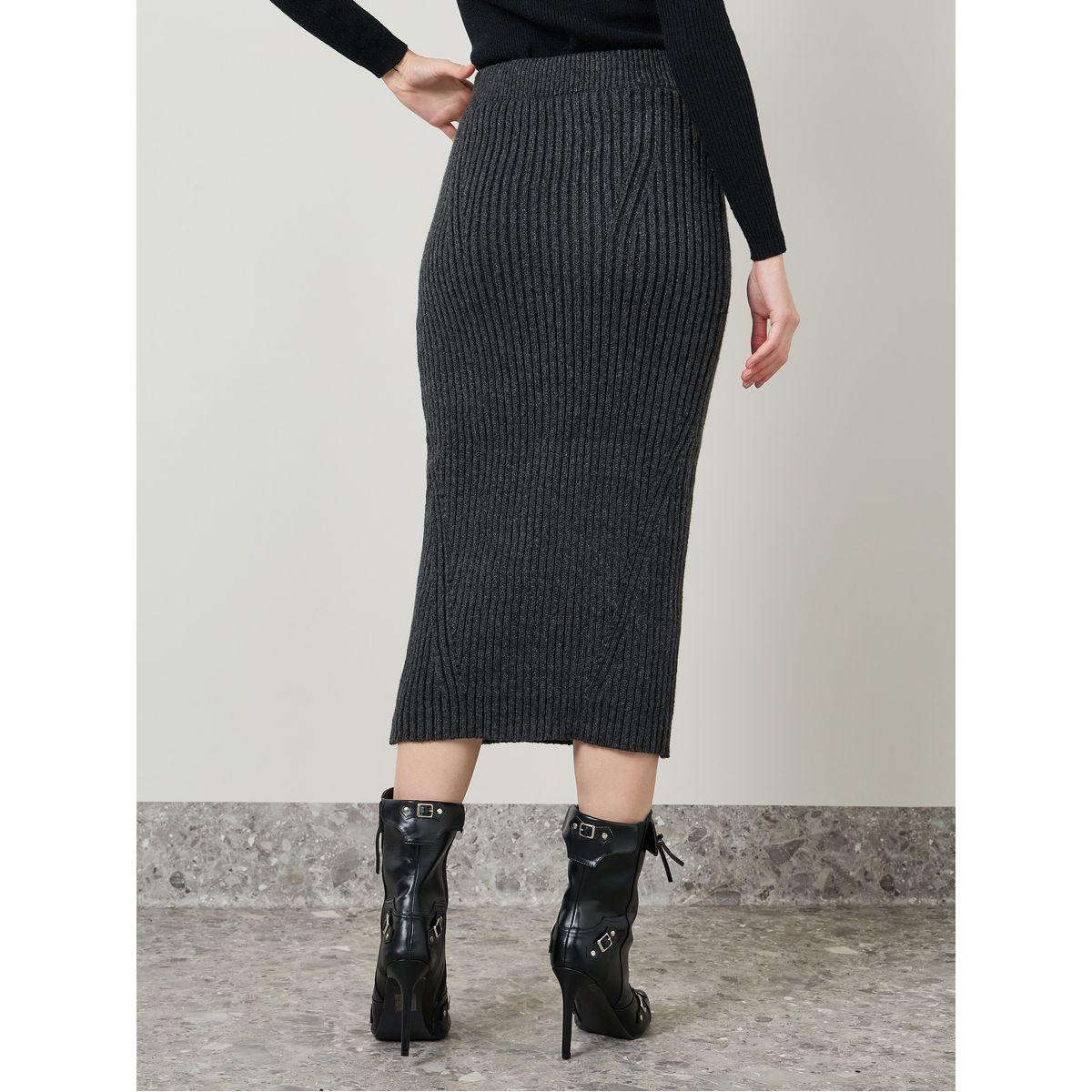 تنورة ميدي مضلعة بياقة عالية-women-clothing-bottoms-skirts-image-4