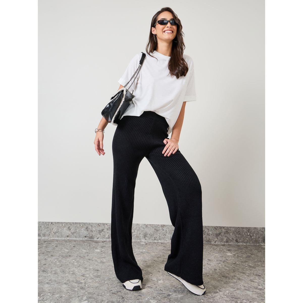 Styli Flat Knit High Rise Wide Leg Pants-women-clothing-bottoms-trousers-image-2