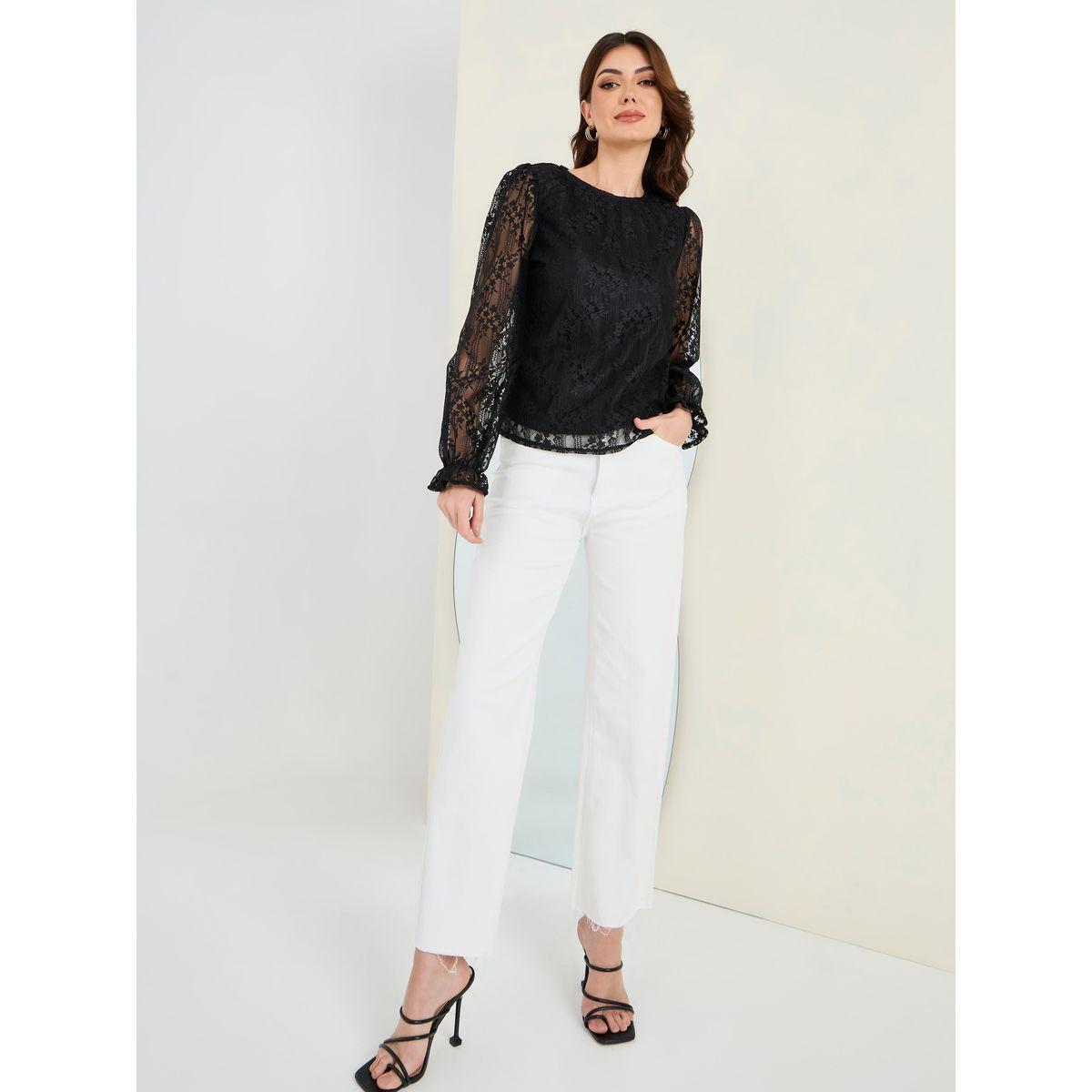 Styli Floral Lace Detail Round Neck Blouse-women-clothing-shirtsandblouses-blouses-image-2