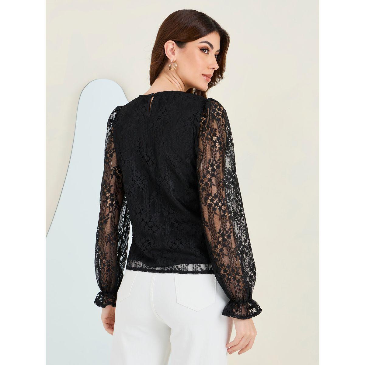 Styli Floral Lace Detail Round Neck Blouse-women-clothing-shirtsandblouses-blouses-image-4