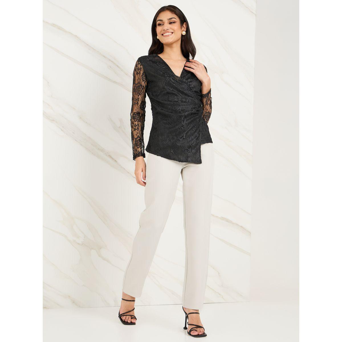 Styli Lace Insert Regular Fit Wrap Top-women-clothing-shirtsandblouses-blouses-image-2