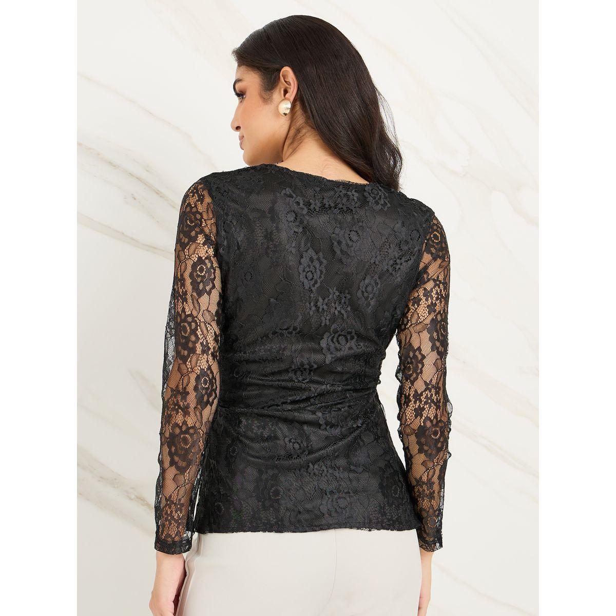 Styli Lace Insert Regular Fit Wrap Top-women-clothing-shirtsandblouses-blouses-image-4