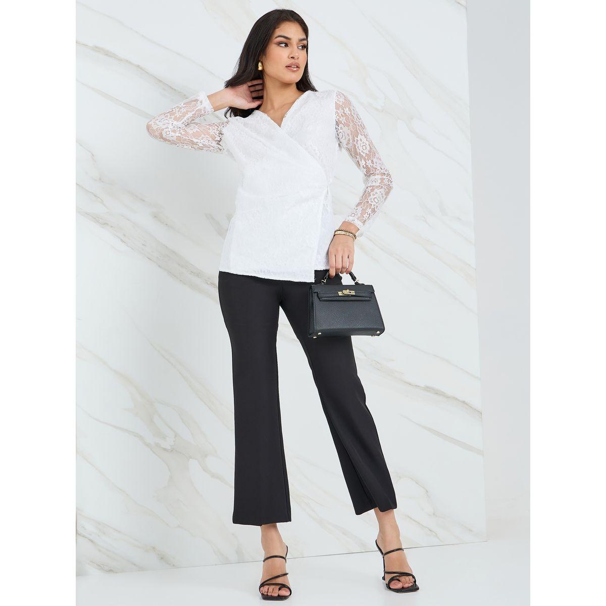 Styli Lace Insert Regular Fit Wrap Top-women-clothing-shirtsandblouses-blouses-image-2
