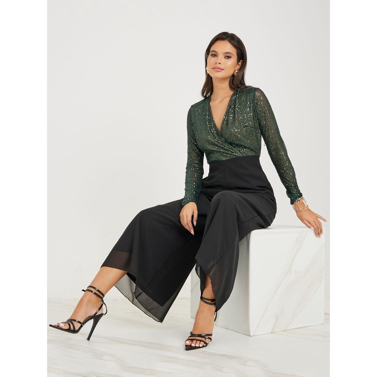 جمبسوت بتداخلات شبكية مزينة بالترتر-women-clothing-jumpsuits-image-1