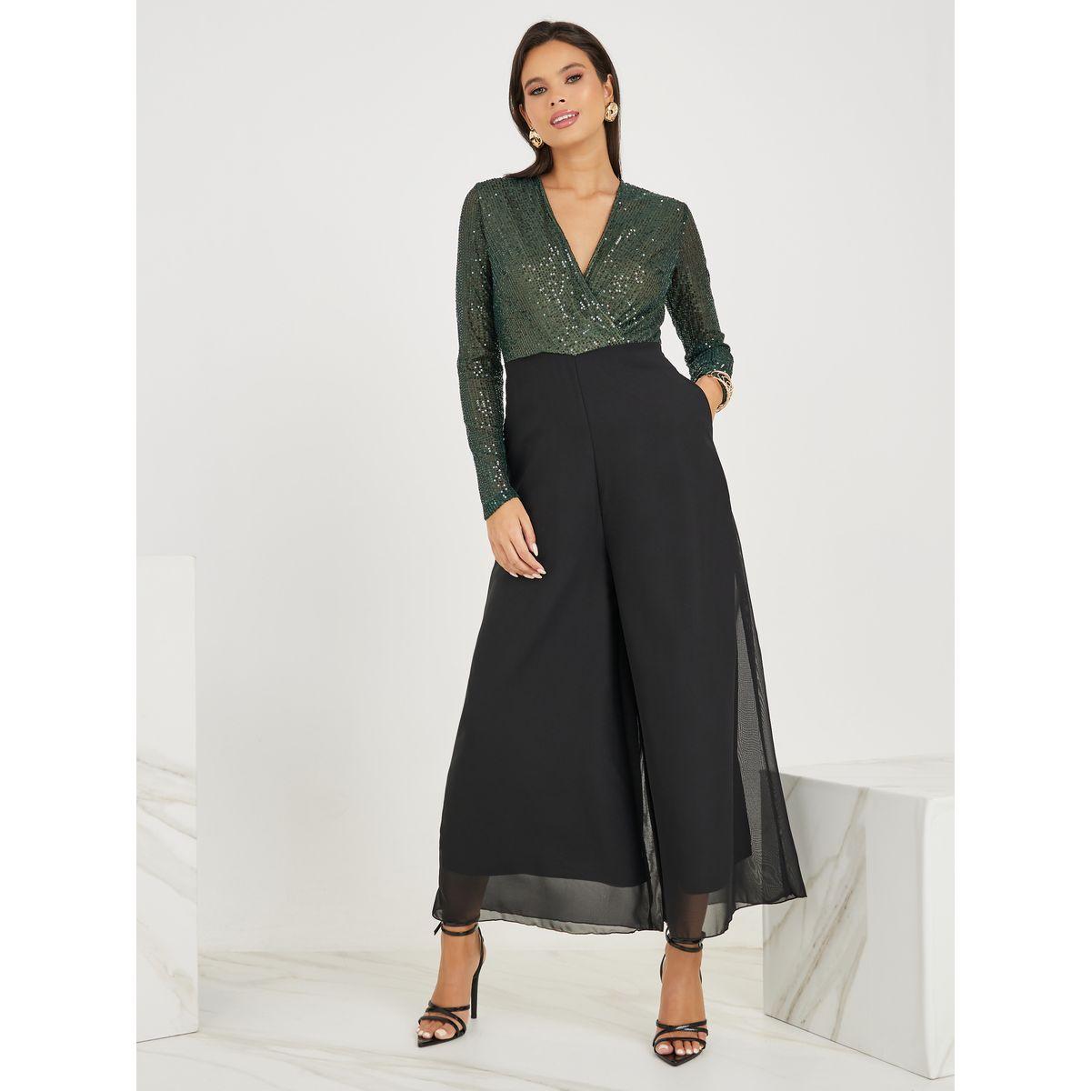 جمبسوت بتداخلات شبكية مزينة بالترتر-women-clothing-jumpsuits-image-2