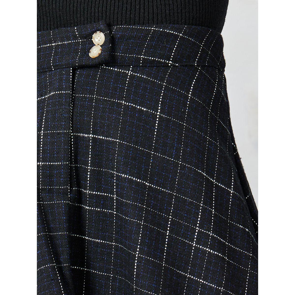 Styli Plaid Wool Like A-Line Midi Skirt-women-clothing-bottoms-skirts-image-3
