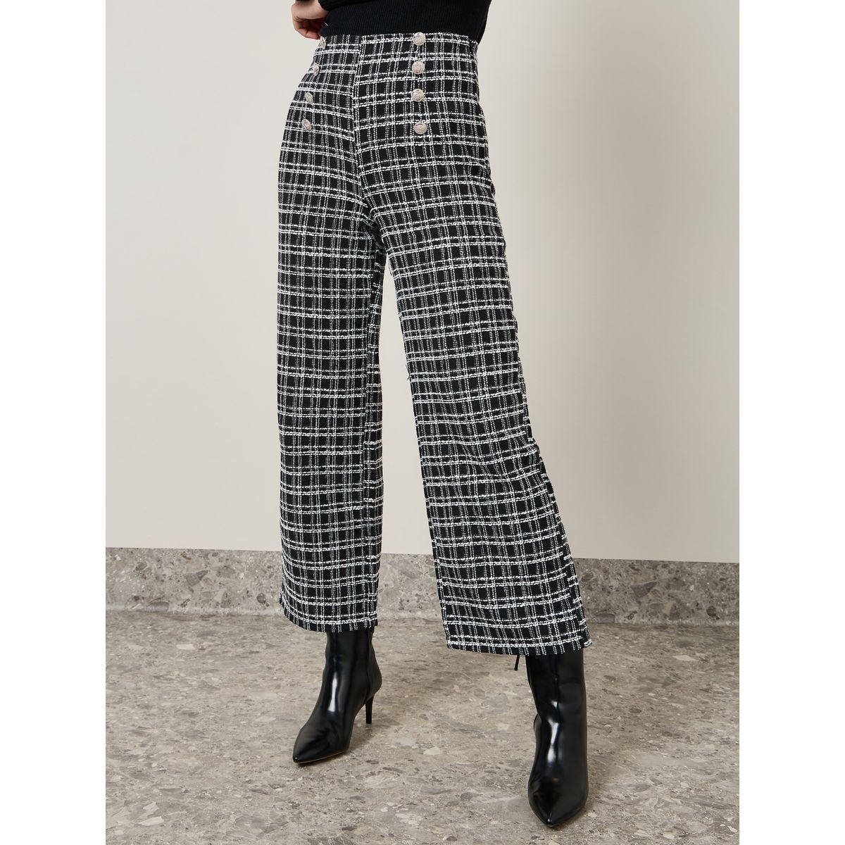 Styli Tweed Flared Pants with Button Detail-women-clothing-bottoms-trousers-image-2