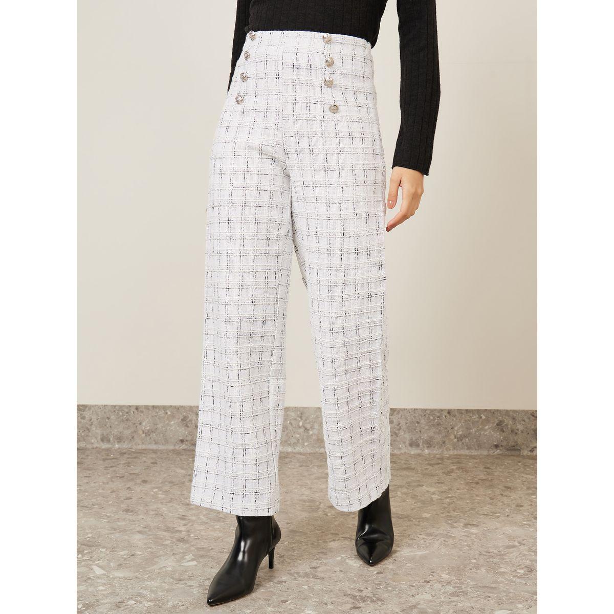 Styli Tweed Flared Pants with Button Detail-women-clothing-bottoms-trousers-image-2