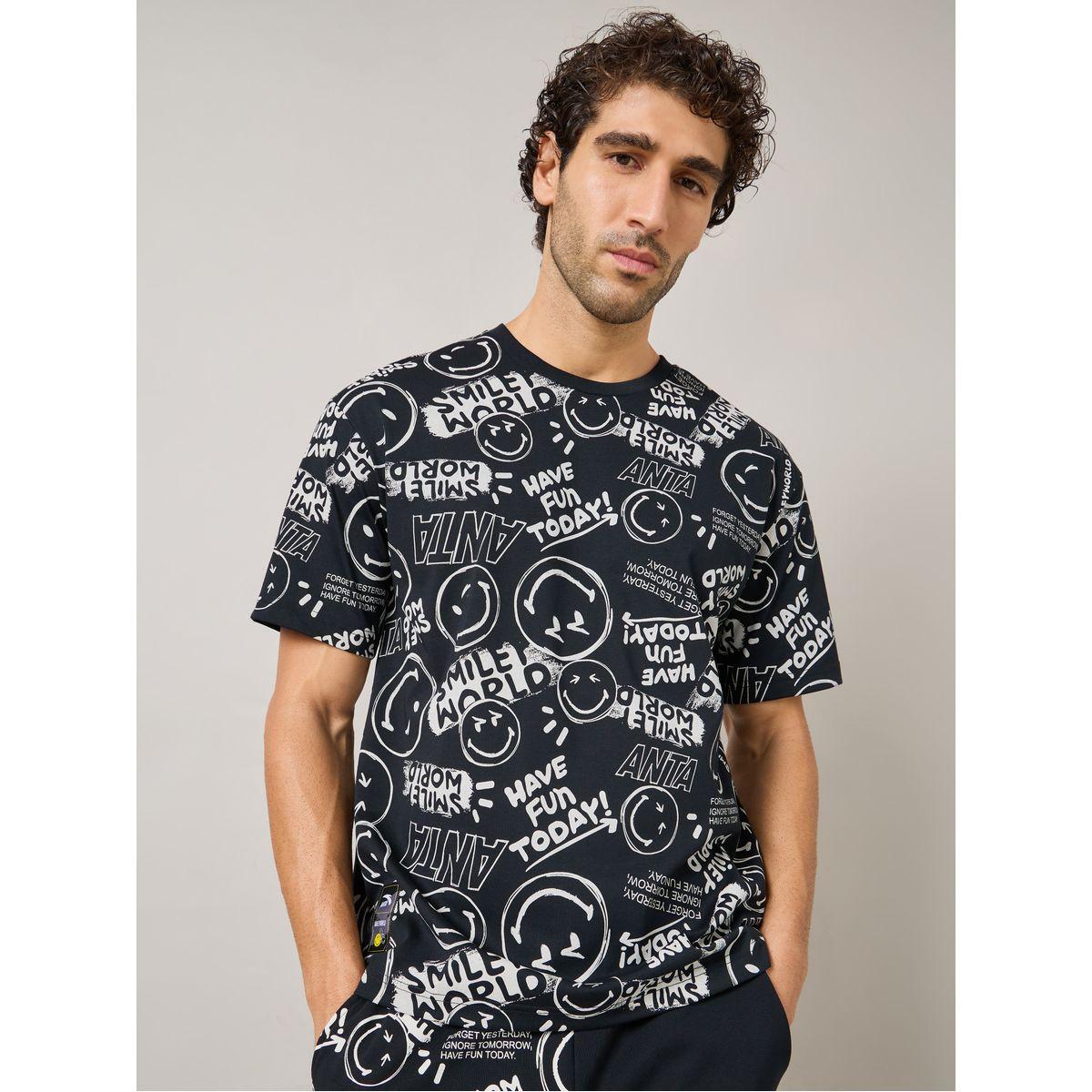 Anta All Over Emoji Print Lifestyle T-Shirt-men-clothing-tshirtsandpolos-tshirts-image-2
