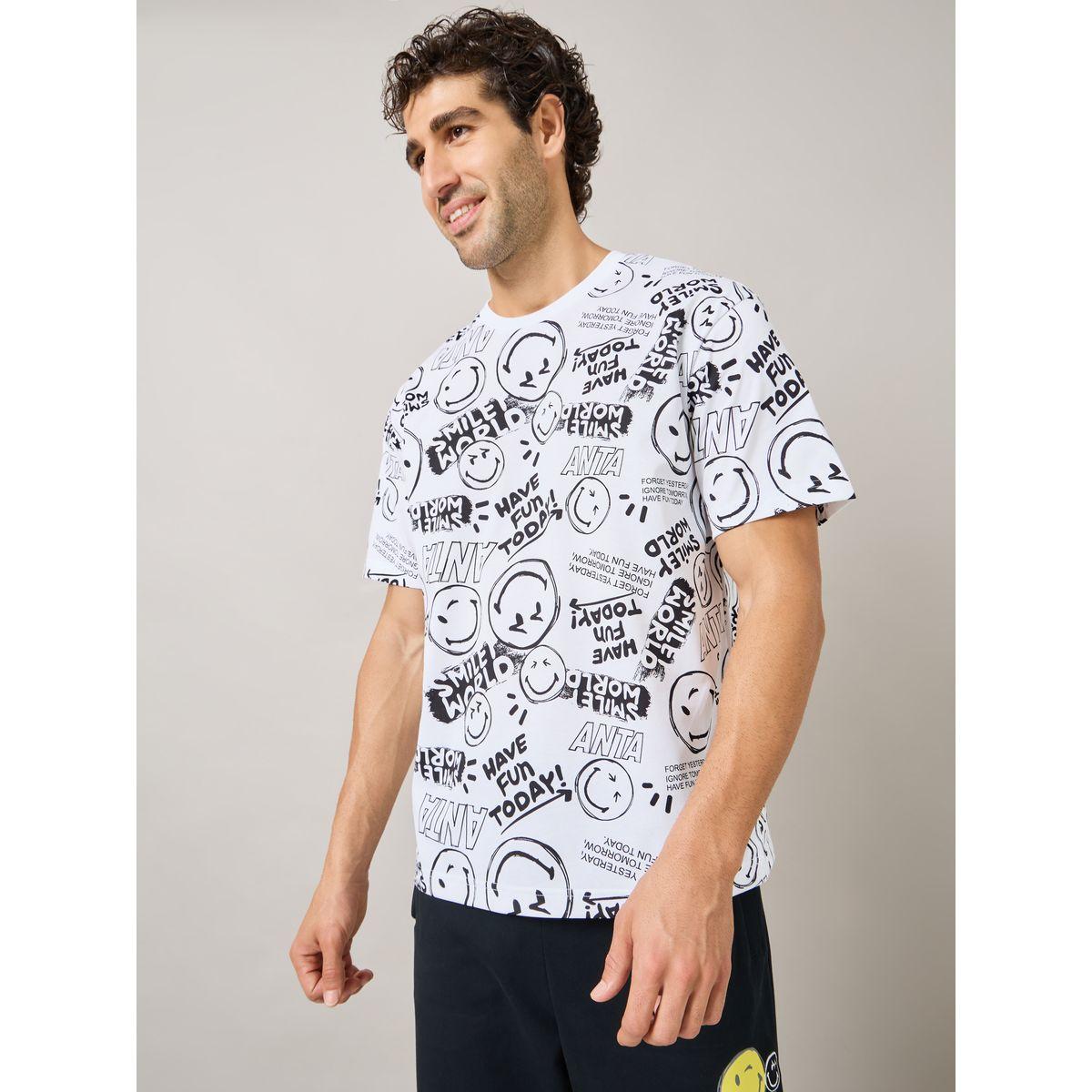 Anta All Over Emoji Print Lifestyle T-Shirt-men-clothing-tshirtsandpolos-tshirts-image-1