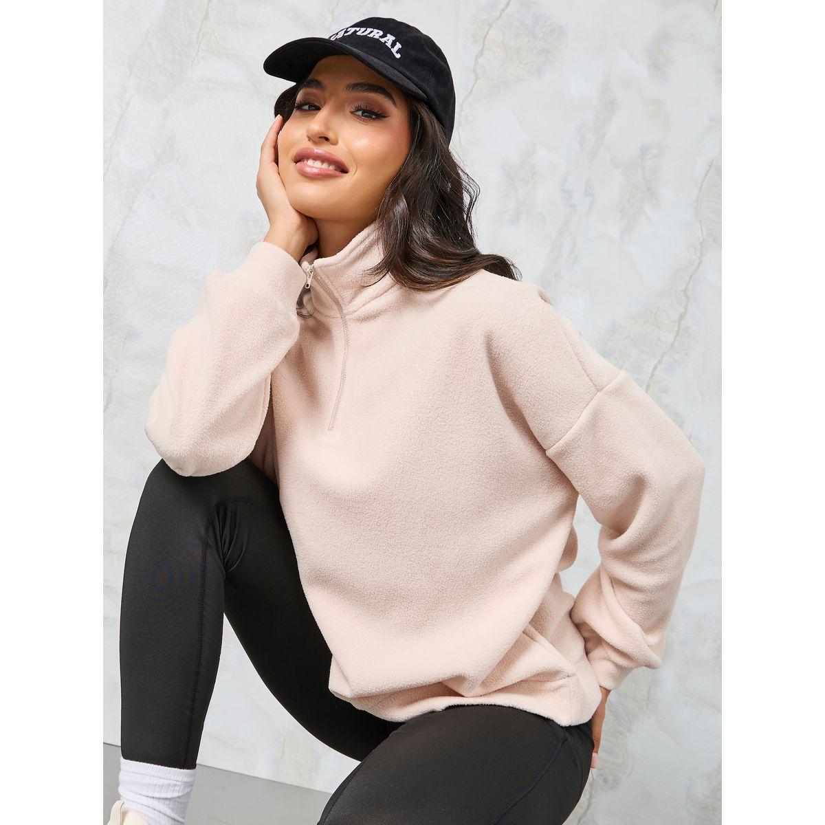 Styli Oversized Half Zip Fleece Sweatshirt-women-winterwear-hoodiesandsweatshirts-sweatshirts-image-1