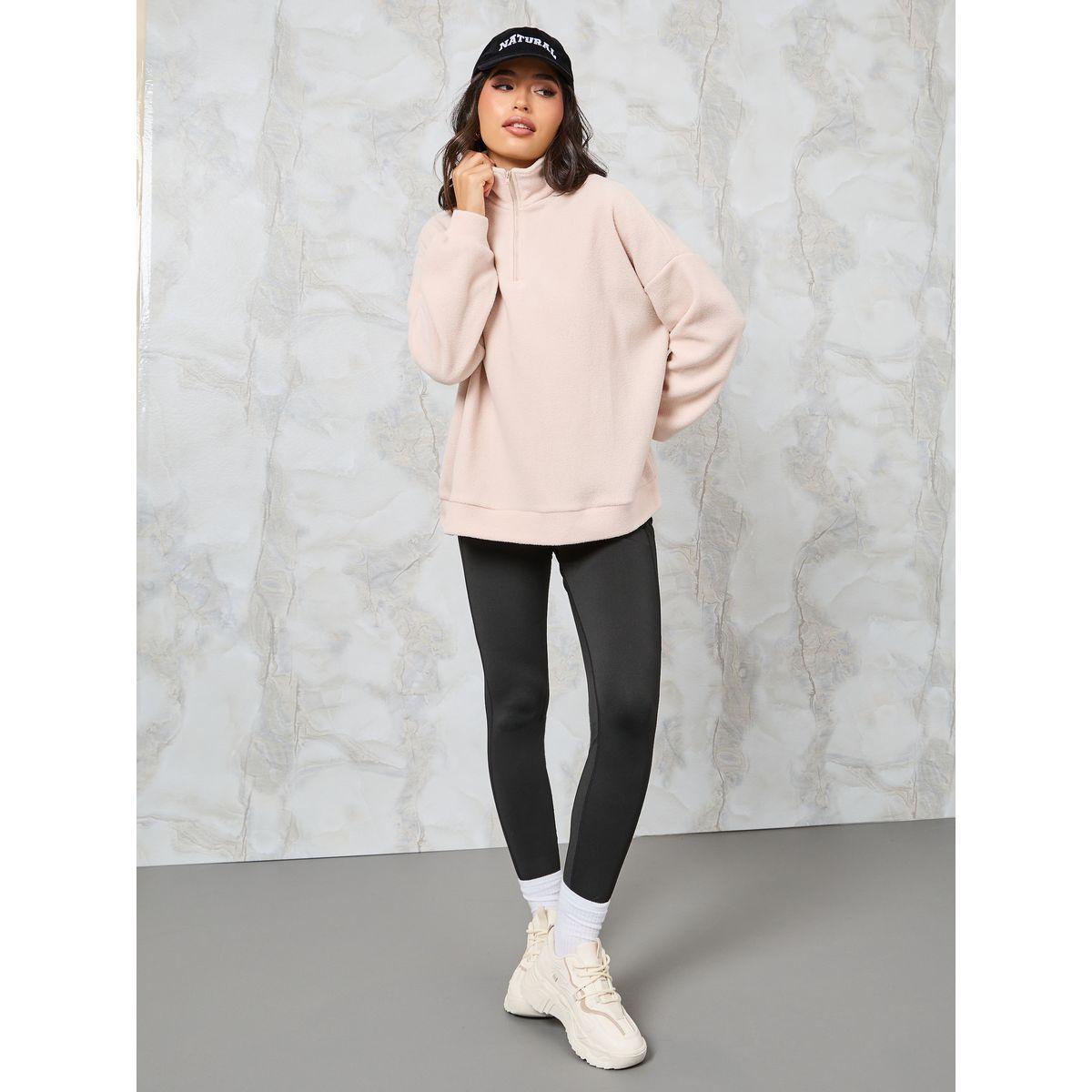 Styli Oversized Half Zip Fleece Sweatshirt-women-winterwear-hoodiesandsweatshirts-sweatshirts-image-2