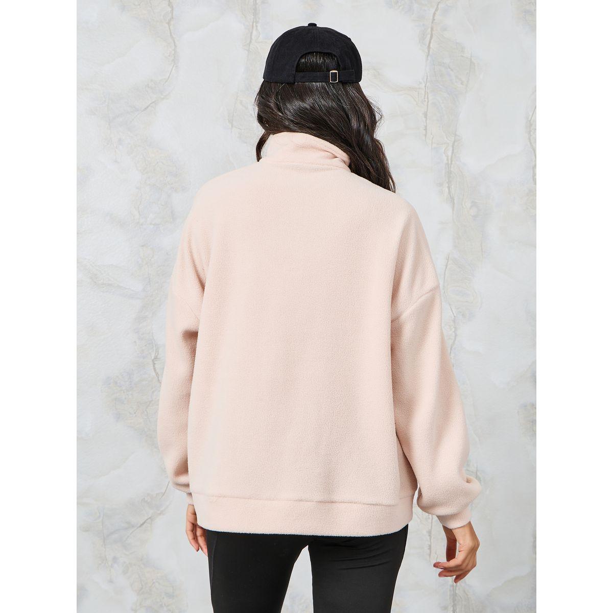 Styli Oversized Half Zip Fleece Sweatshirt-women-winterwear-hoodiesandsweatshirts-sweatshirts-image-5