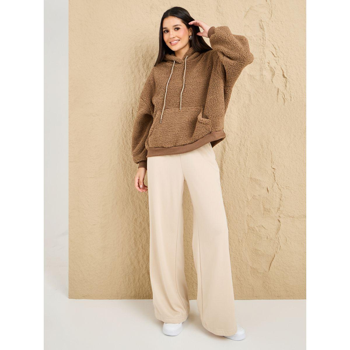 هودي فليس واسع مع أربطة-women-winterwear-hoodiesandsweatshirts-hoodies-image-2