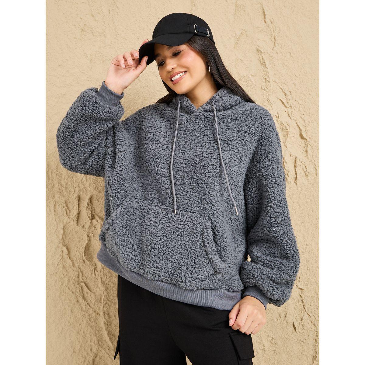 Styli Oversized Chunky Fleece Hoodie-women-winterwear-hoodiesandsweatshirts-hoodies-image-1