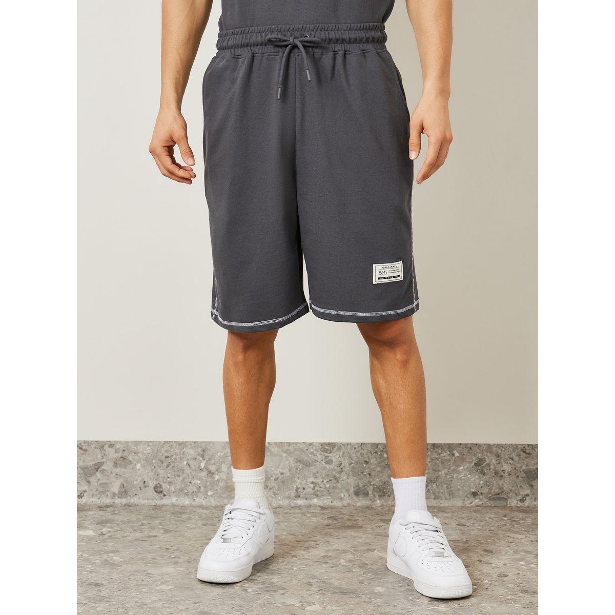 Styli Oversized Contrast Overlock Terry T-Shirt & Shorts Co-Ords-men-clothing-coordsets-image-4