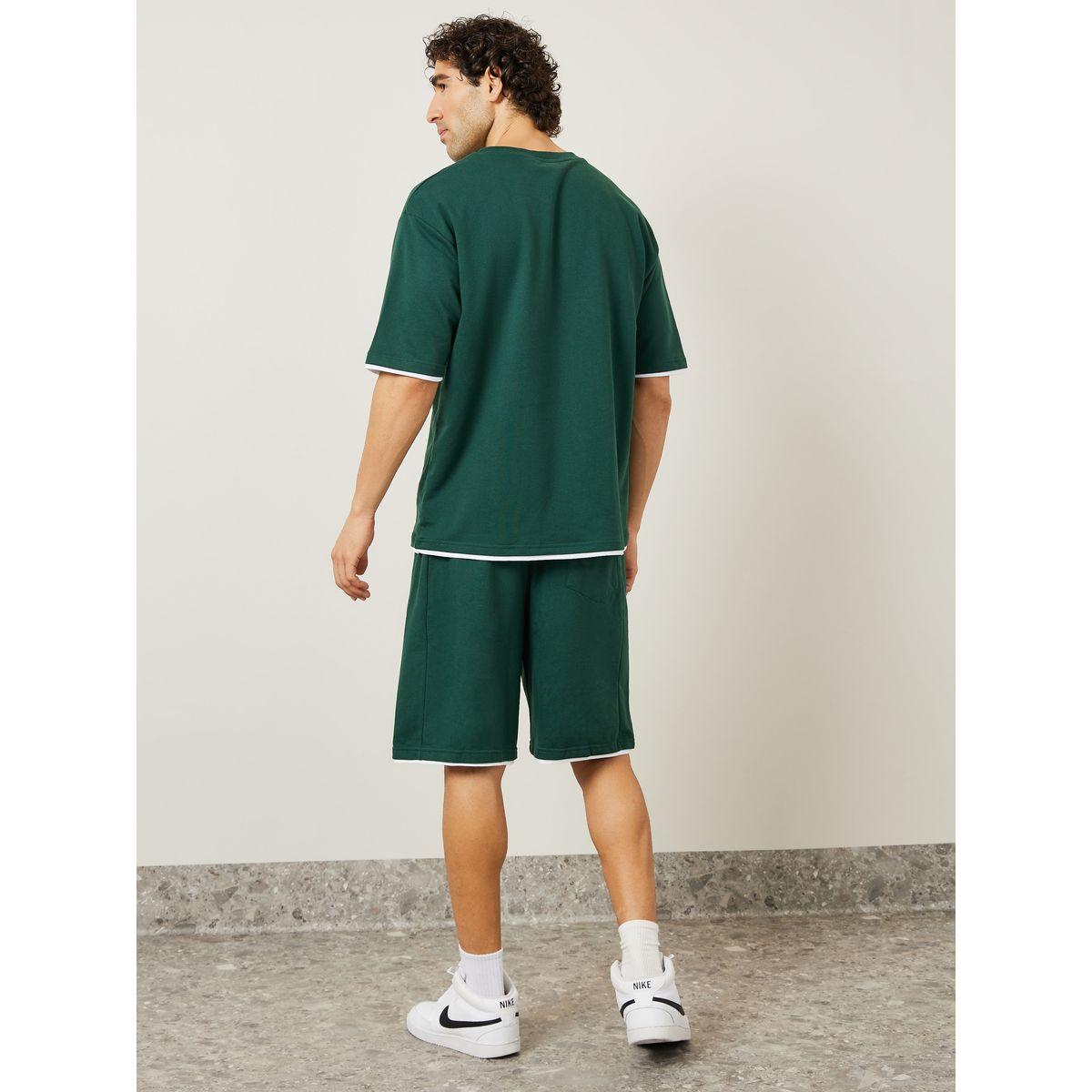 Styli Oversized Contrast Trim Terry T-Shirt & Shorts Co-Ords-men-clothing-coordsets-image-7