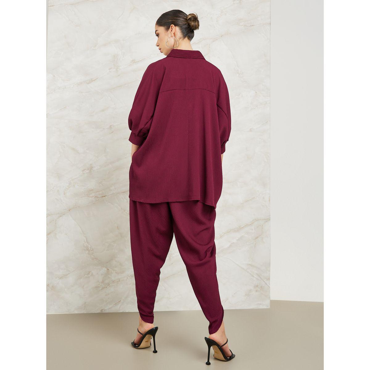Styli Elevate Oversized Longline Shirt & Harem Pants Co-Ords-women-clothing-coordsets-image-4