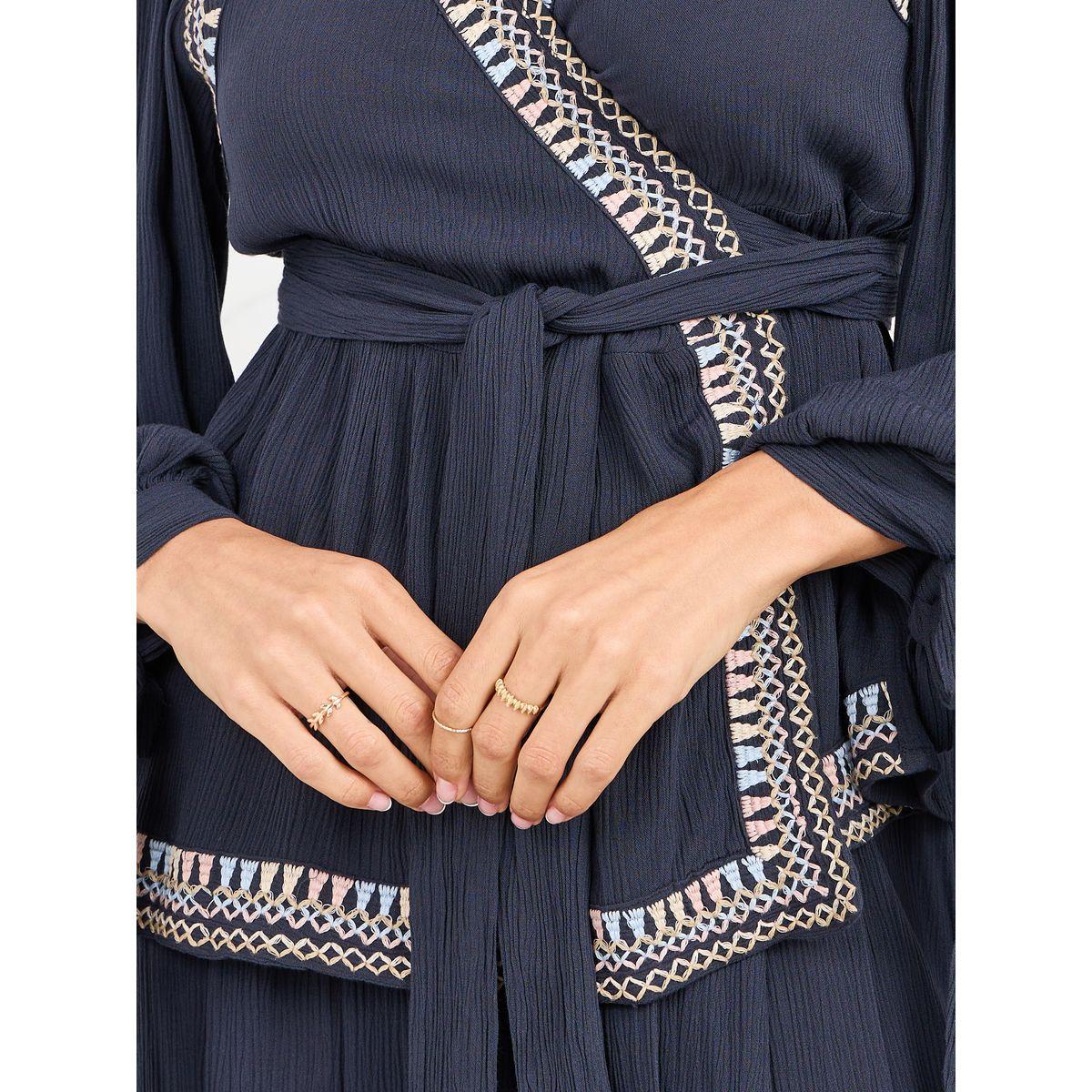 مجموعة من بنطال مع بلوزة بيبلوم بأربطة-women-clothing-coordsets-image-3