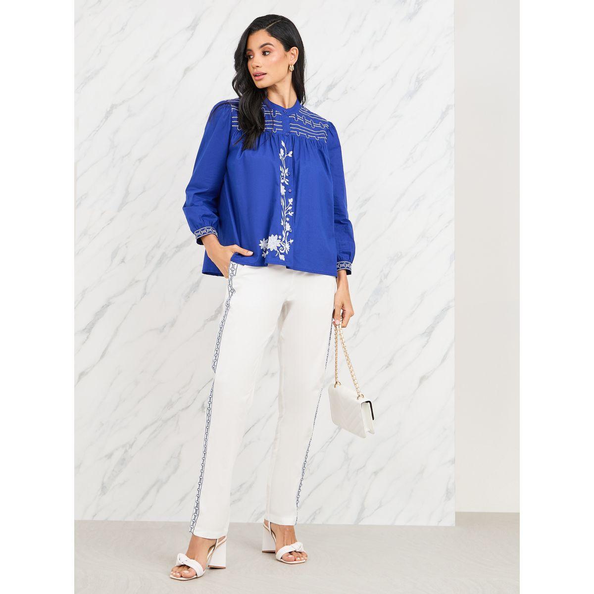 Styli Limited Floral Embroidered Blouse & Pants Co-Ord-women-clothing-coordsets-image-1