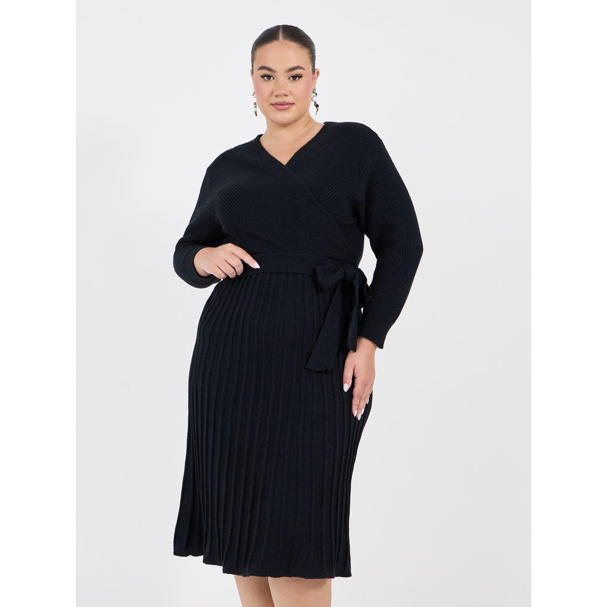 فستان ميدي بمقاس كبير وتفاصيل بارزة الملمس-women-clothing-dresses-image-2