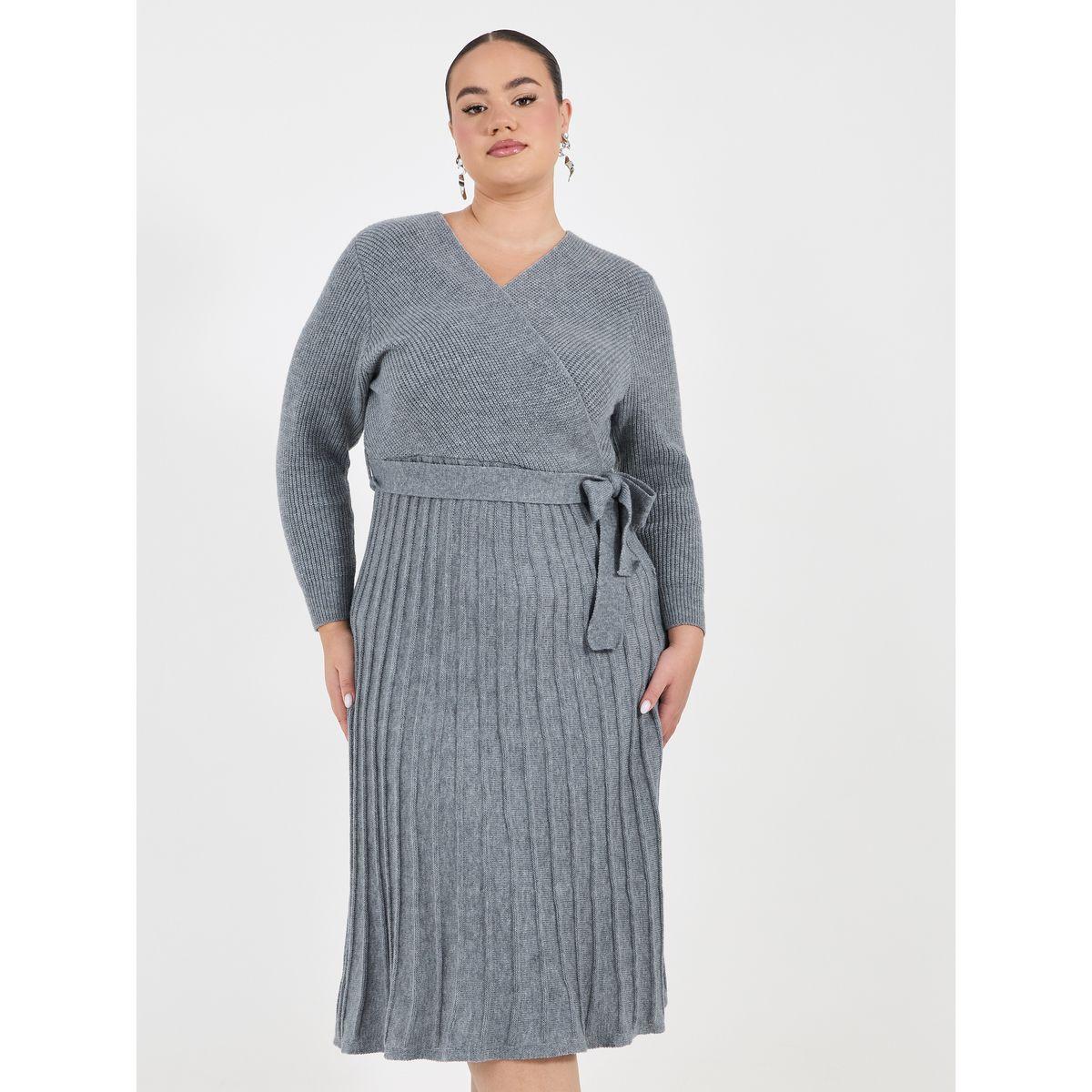 فستان ميدي بمقاس كبير وتفاصيل بارزة الملمس-women-clothing-dresses-image-5