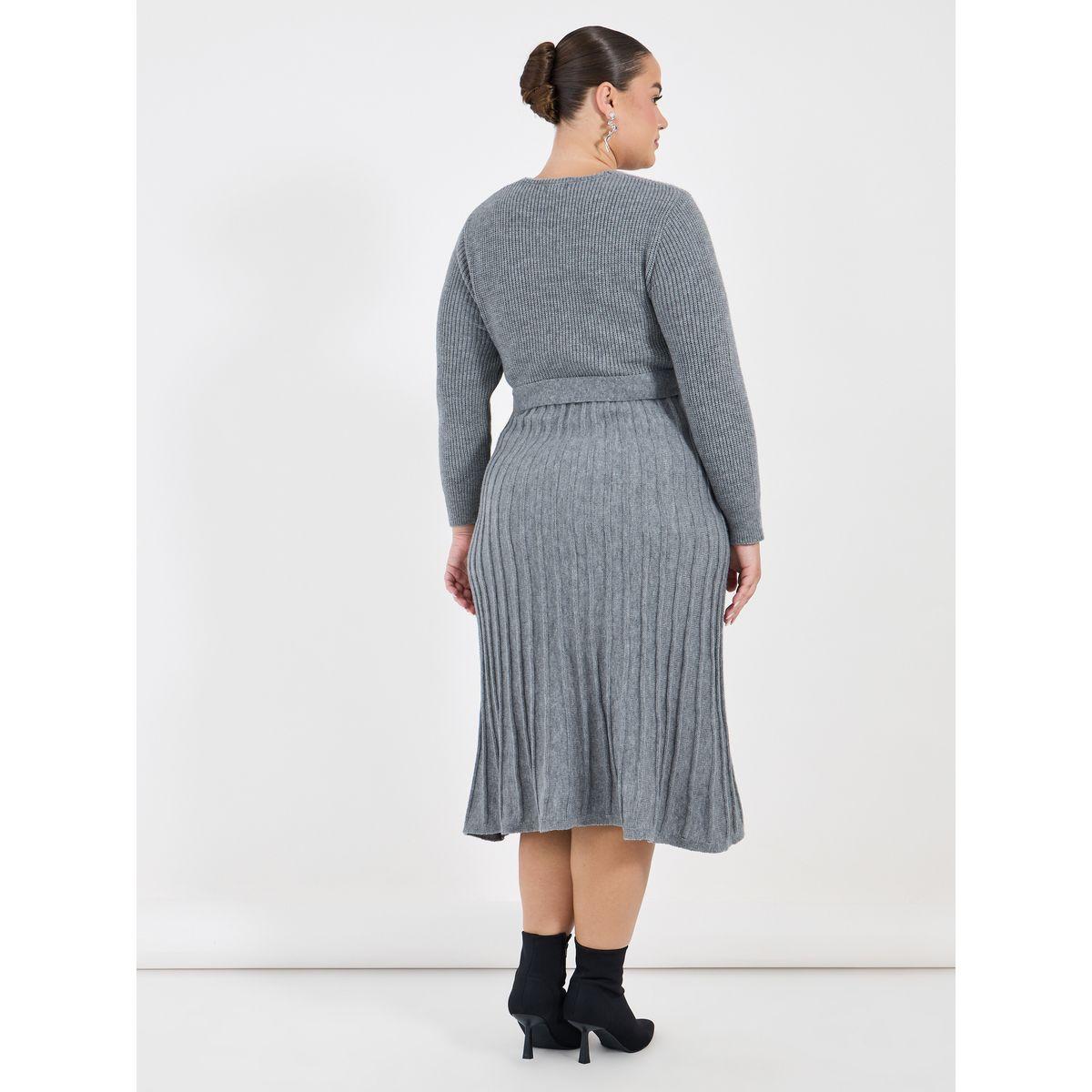 فستان ميدي بمقاس كبير وتفاصيل بارزة الملمس-women-clothing-dresses-image-6